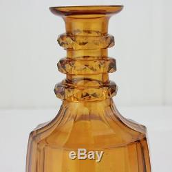 Antique Georgian Amber Glass Decanter Cut, Mushroom Stopper Outstanding 19thC