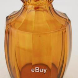 Antique Georgian Amber Glass Decanter Cut, Mushroom Stopper Outstanding 19thC