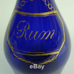 Antique Georgian Bristol Blue Glass'rum' Decanter C. 1820