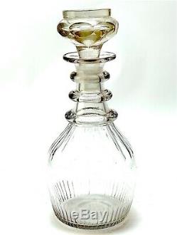 Antique Georgian Colorless Cut Glass Decanter Three Rings