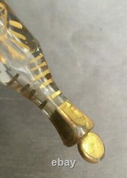 Antique Georgian Gilded Cut Glass Tear Catcher Perfume Oil Flask Phial Bottle