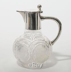 Antique German Elimeyer Dresden 800 Silver & Cut Glass Schnapps Decanter c1900
