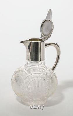 Antique German Elimeyer Dresden 800 Silver & Cut Glass Schnapps Decanter c1900