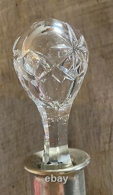 Antique German Silver And Cut Crystal Decanter Stamped 800 Moon Crown