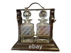 Antique German Tantalus with Cut Glass Decanters