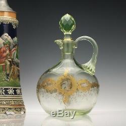 Antique Gilded 19th Century Uranium Glass Claret Jug c1880