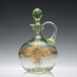 Antique Gilded 19th Century Uranium Glass Claret Jug c1880