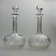 Antique Glass A Pair Of Small Sized Shaft & Globe Decanters C. 19thc