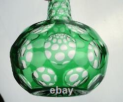 Antique Green Overlay Cut Glass Punty Bottle Decanter Boston & Sandwich Bohemian