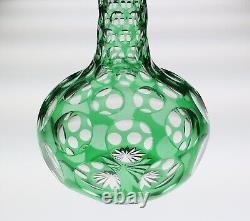 Antique Green Overlay Cut Glass Punty Bottle Decanter Boston & Sandwich Bohemian