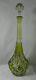 Antique Green Cut Crystal Heavy Glass Wine Decanter Bottle /stopper Numbered 15
