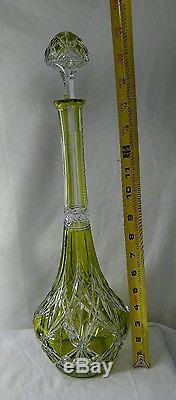 Antique Green cut Crystal Heavy Glass Wine Decanter Bottle /stopper Numbered 15