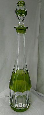 Antique Green cut Crystal Heavy Glass Wine Decanter Bottle /stopper Numbered 16