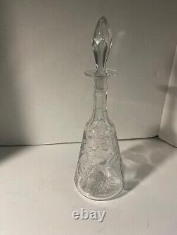 Antique Hand Blown Cut Glass Spirit Decanter Blackberry Pattern for the Elixir