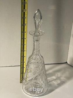 Antique Hand Blown Cut Glass Spirit Decanter Blackberry Pattern for the Elixir