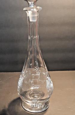 Antique Hawkes RARE AQUILA Cut Glass Decanter with Sterling Top Signed 10 1/2