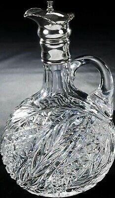 Antique Hoare Wheat Pattern Cut Glass Sterling Silver Mounted Whiskey Decanter