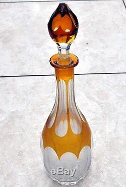 Antique Large Bohemian Cut Glass Decanter 15.5 Tall