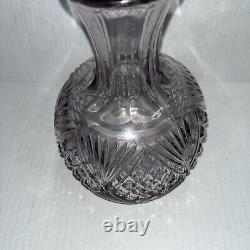 Antique Lavender Cut Glass Water Carafe Blown Glass