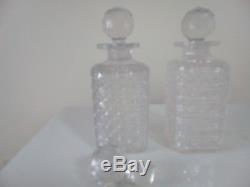 Antique Lead Crystal Hobnail Cut Glass Decanter decanters x 2 & extra stopper