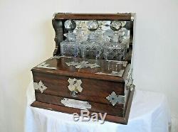 Antique Mahogany Decanter /Tantalus with Games & items and provenance, c 1897 +