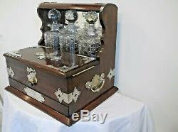 Antique Mahogany Decanter /Tantalus with Games & items and provenance, c 1897 +