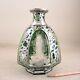 Antique Moser Decanter Sterling Silver Overlay Engraved Green Cut-to-clear Czech