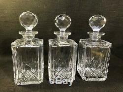 Antique Oak Tantalus With Three Lead Crystal Decanters & Key