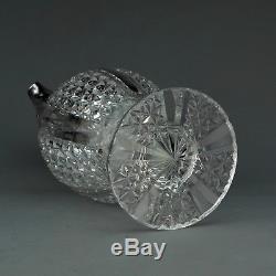 Antique Ornate Solid Sterling Silver & Cut Glass Claret Jug / Decanter, 1883
