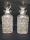 Antique Pair Signed Hawkes Cut Glass Decanters With Liquer Cologne Bottles