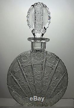 Antique Rare Bohemian Crystal Queen Lace Cut Glass Very Unique Decanter