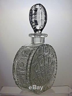Antique Rare Bohemian Crystal Queen Lace Cut Glass Very Unique Decanter