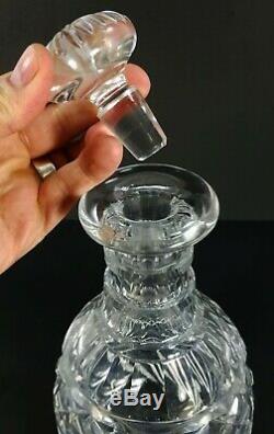 Antique Royal Brierley Cut Glass Brandy Decanter English Sterling Silver Label