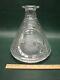 Antique Ship's Decanter Rib Cut Glass Etched With Sailing Ship Nauticalno Stopper