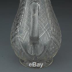 Antique Solid Sterling Silver & Cut Glass Claret Jug / Decanter, Birmingham 1897