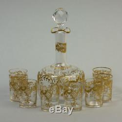 Antique St. Louis Crystal Liqueur Decanter & 8 Gasses C. 1890