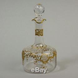 Antique St. Louis Crystal Liqueur Decanter & 8 Gasses C. 1890