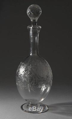 Antique Stourbridge Intaglio Floral Cut Glass Decanter c1880 Stevens & Williams