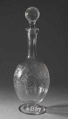 Antique Stourbridge Intaglio Floral Cut Glass Decanter c1880 Stevens & Williams