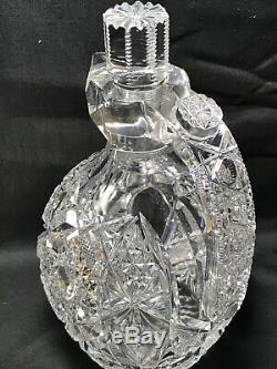 Antique Superior Early Heavy J. Hoare Or Hawkes Cut Glass Quart Whiskey Decanter