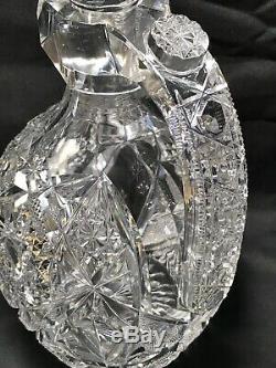 Antique Superior Early Heavy J. Hoare Or Hawkes Cut Glass Quart Whiskey Decanter
