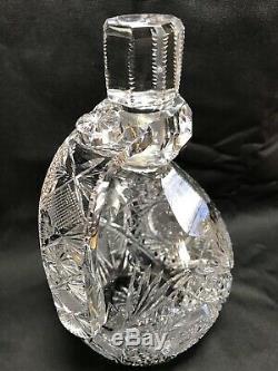 Antique Superior Signed J. Hoare New York Pattern Cut Glass Whiskey Decanter