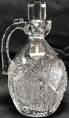 Antique Superior Signed J. Hoare New York Pattern Cut Glass Whiskey Decanter