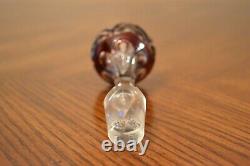 Antique VAL SAINT LAMBERT Ruby Red Cut To Clear Crystal Liquor Decanter 13