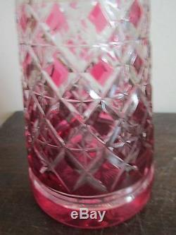 Antique Val St. Lambert Red Ruby Cut To Clear Crystal Decanter 13 Signed