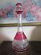 Antique Val St. Lambert Red Ruby Cut To Clear Crystal Decanter Signed