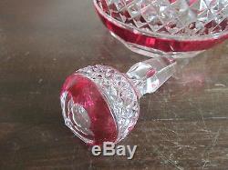 Antique Val St. Lambert Red Ruby Cut To Clear Crystal Decanter Signed