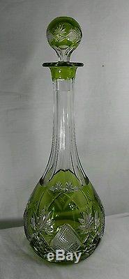 Antique Val St. Lambert Signed cut Crystal Wine Glass Decanter 16 x 5