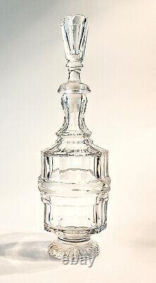 Antique Victorian Cut Crystal Footed Decanter Elegant Barware