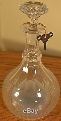 Antique Victorian Cut Glass Musical Decanter 19th Cent. WORKING with original KEY